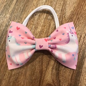 Unicorn BIG bow Nylon Headband or Barrette