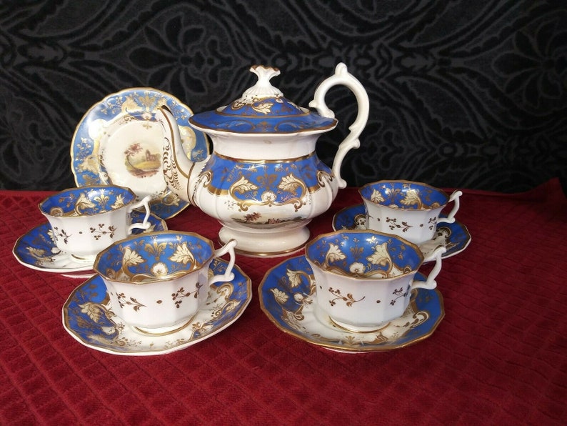 Antique Hand Painted Tea Set cir early1800s davenport Etsy