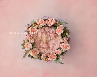 Neugeborene Fotografie digitale Hintergrund Prop, Pfirsich Blumen