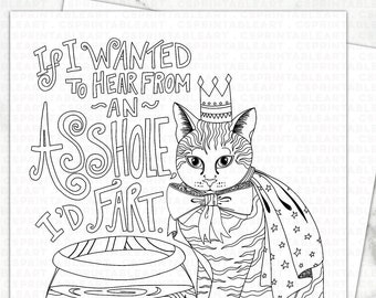 Sweary Adult Coloring Sheet Printable | Funny Gift for Friends | Cat Theme | Animal Lover Humor | Sassy Attitude