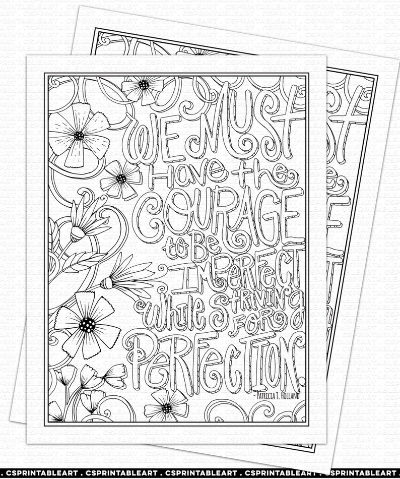 Download Courage Printable Coloring Page Download Hand Lettered Quote | Etsy