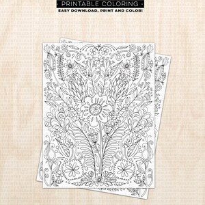 Flower Coloring Page, Adult Colouring Printable, Floral Print Design, Printable Wall Art, Hand Drawn Digital Illustration, Instant Download image 7