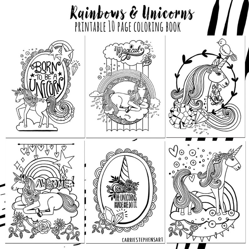 Licorne Anniversaire Coloriage BOOK PDF imprimable 10 pages  Etsy France