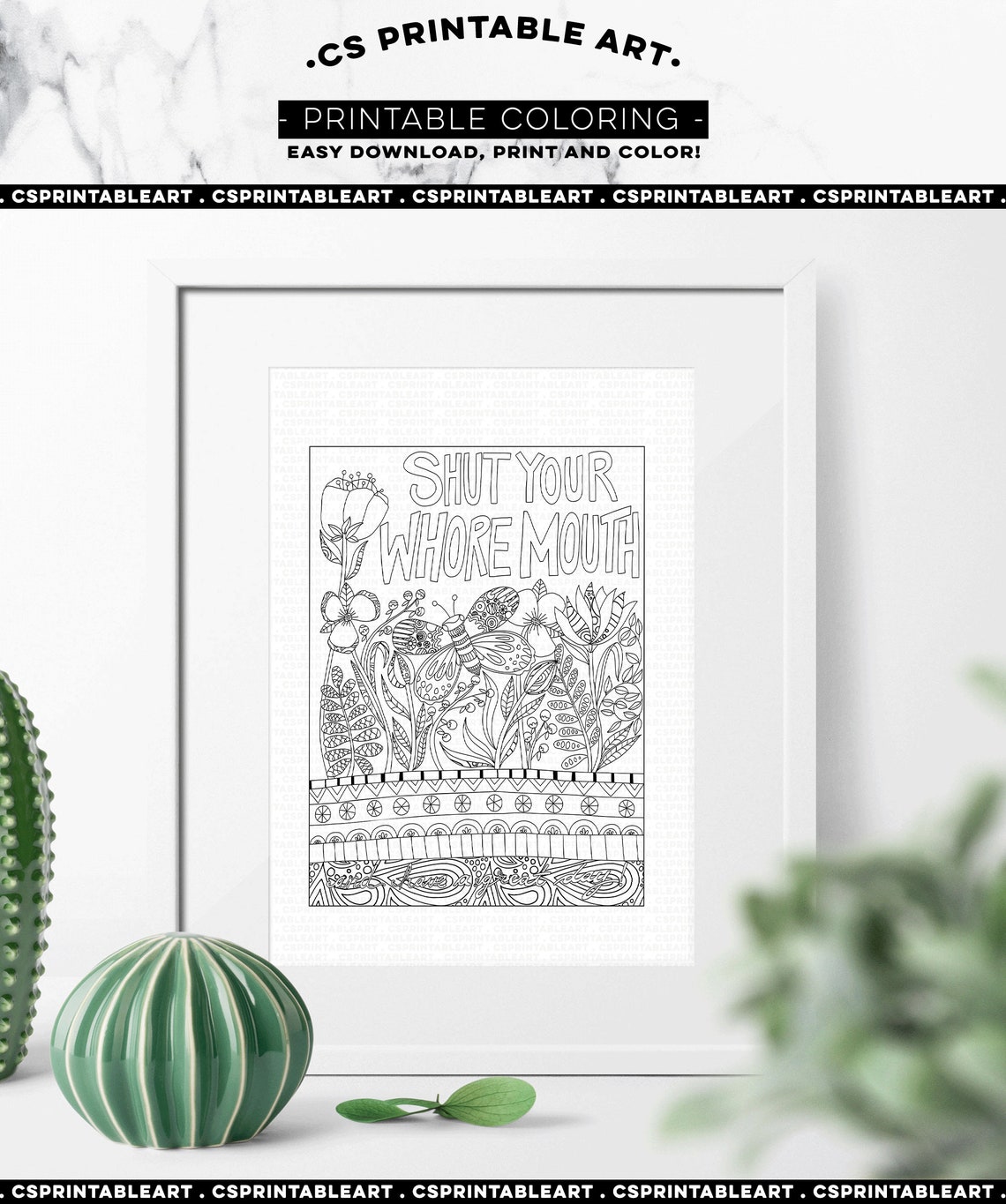 Shut Your Whore Mouth Snarky Coloring Page Printable For | Etsy