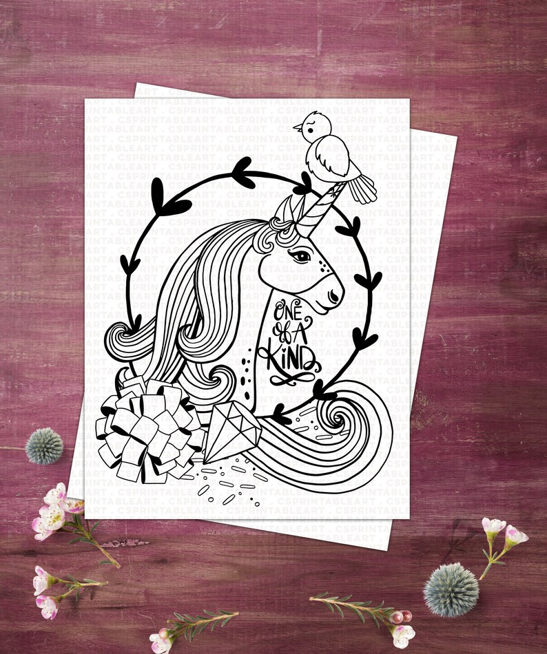 unicorn birthday party activity printable coloring page