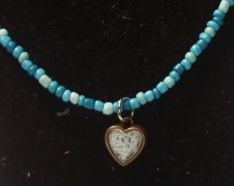 Glass Beaded Strand with Lacey Heart