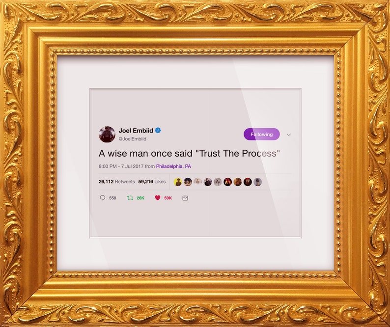Joel Embiid Tweet Art Trust The Process Etsy