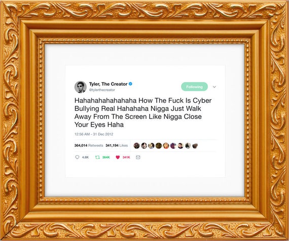 Tyler The Creator Poster Art Tweet Cyber Bullying | Etsy