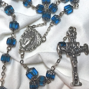 Sterling Silver Turquoise Czech Glass Rosary
