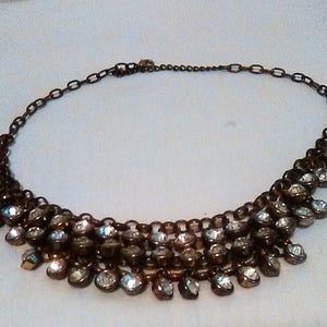 Bib necklace vintage tiered rhinestones necklace lots of style and bling 80s