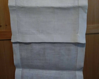 Raw white linen table runner with 2 place mats. 50s