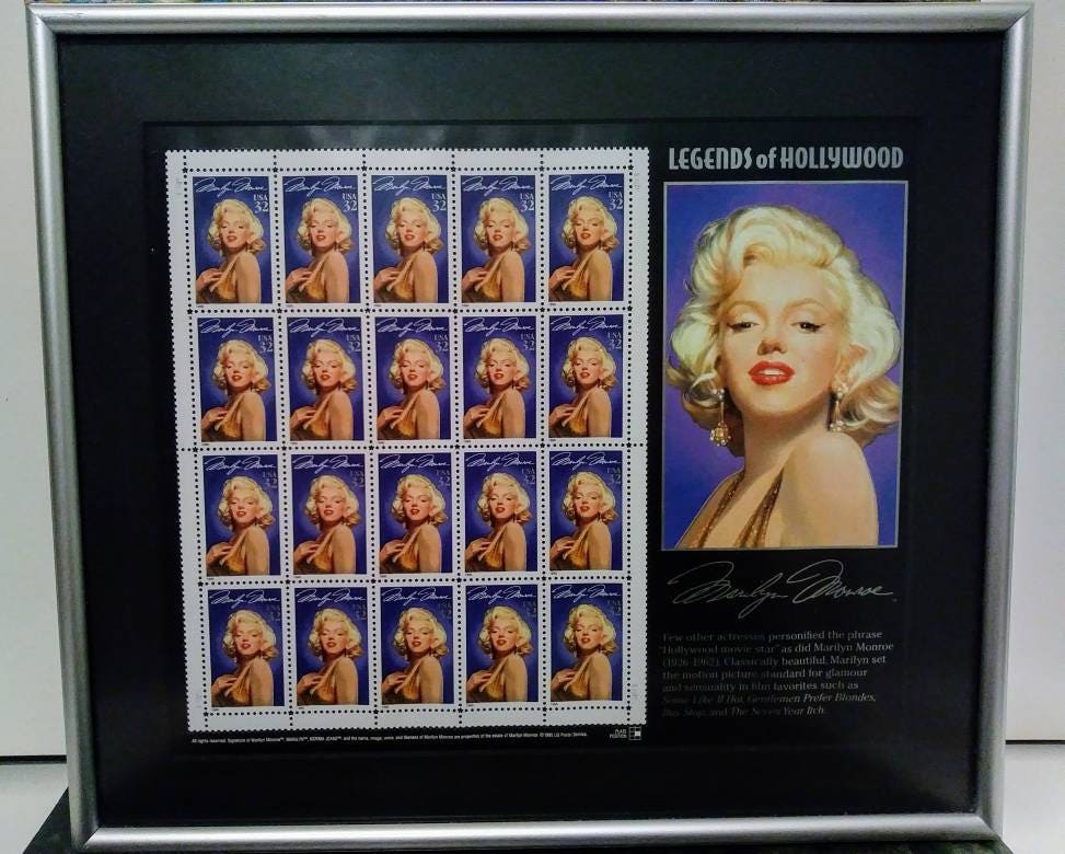 Marilyn Monroe Legends Of Hollywood Twenty 32 Cent Stamps Framed how-much-is-a-1-cent-george-washington-stamp-worth