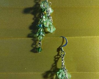 Earrings vintage 20s style. Bits and pieces of vintage jewelry transformed into wearable art.  Artist Heather Hutcheson  Light mint air.