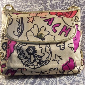 Coach Kyra Cross Body Pink Poppy and Graffiti Design Etsy