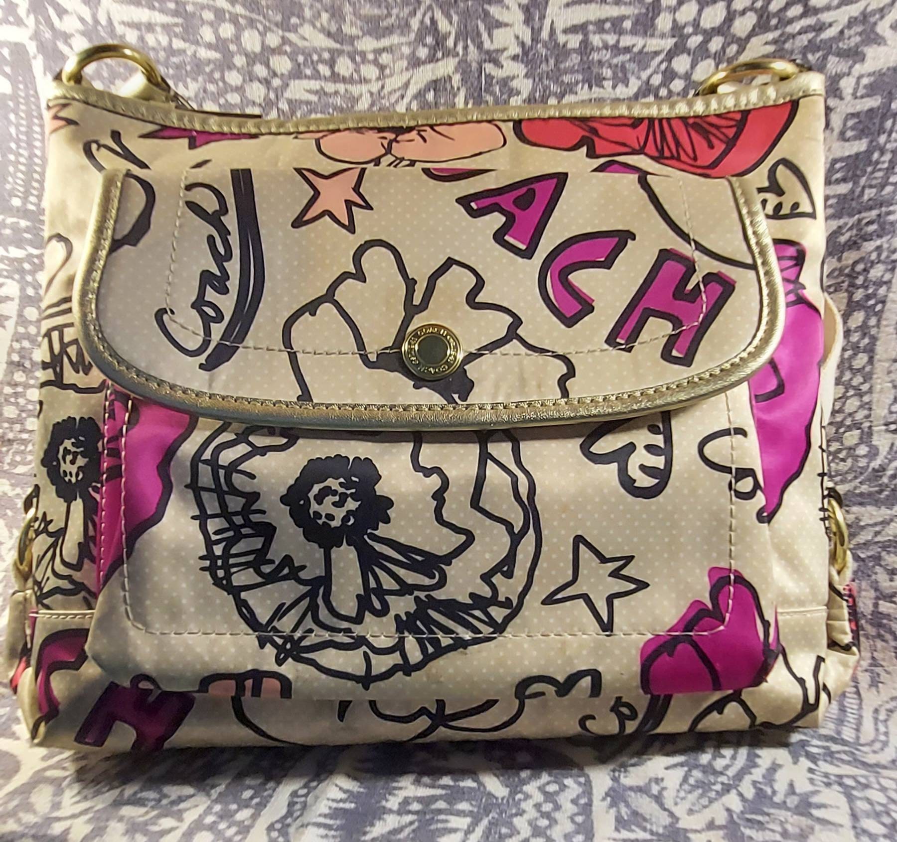 Vintage Authentic Coach Poppy Pop C Graffiti Signature -  Denmark