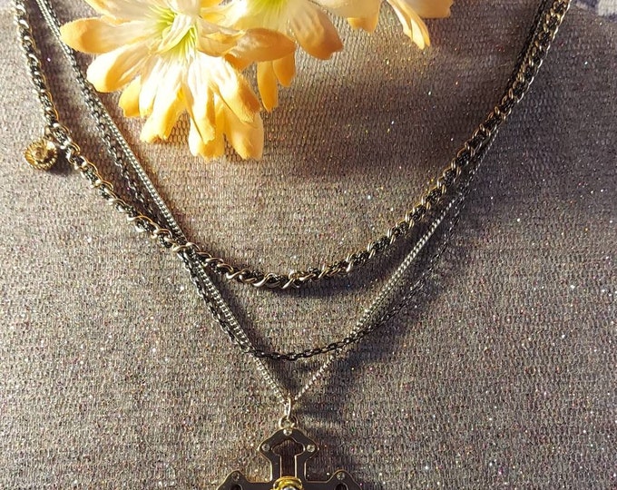 Betsy Johnson Gothic cross statement necklace 90s