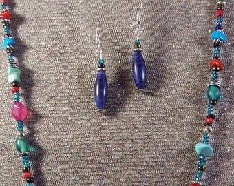 Necklace set mix of semi precious stones African bead original one of a kind  Mixed Vintageables Artist Heather Hutcheson