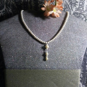 Brides single strand pearls with pendent something old new and blue refurbished vintage mixed vintageables by artist Heather Hutcheson