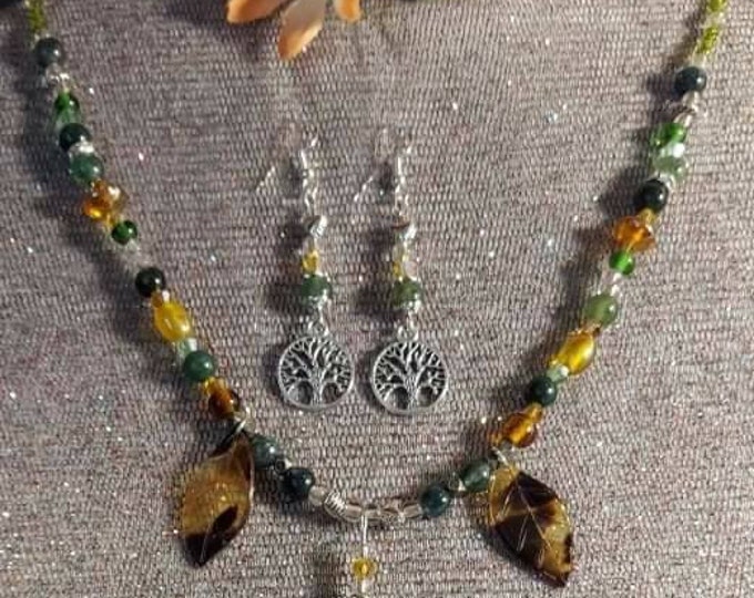 Moss Agate crystal beads original one of a kind necklace.  Mixed Vintageables designs artist Heather Hutcheson