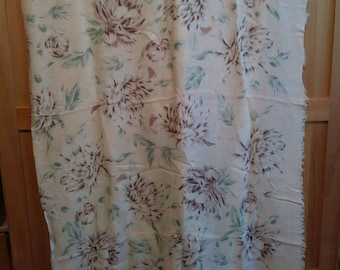 Vintage ECHO large square scarf. Soft silk blend pale pink with chrysanthemums