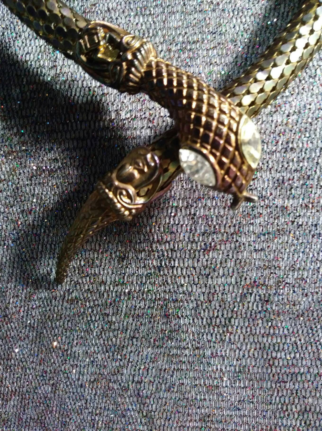 WHITING & DAVIS Vintage Gold & Black Snake Necklace or Belt Vintage 60 main image 3