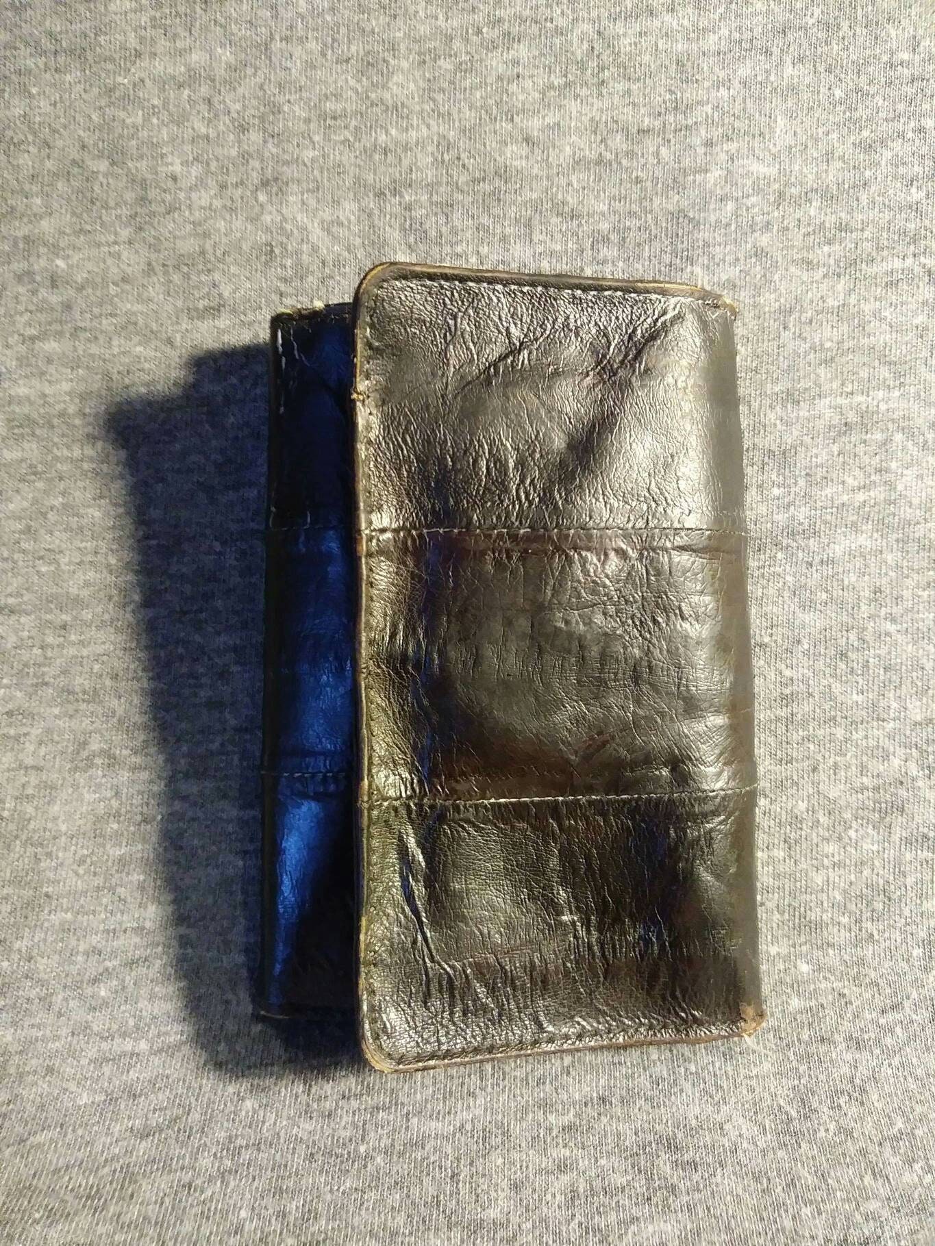 Vintage Eel skin tri fold key case brown with change holder and ...
