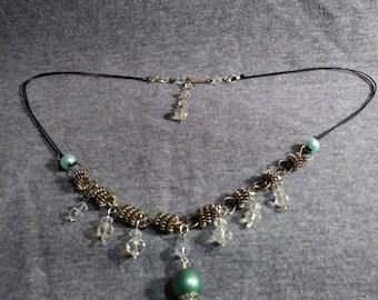 Necklace one of a kind Crystal Sea Dreams. Design created from bits and pieces of vintage jewelry. Artist Heather Hutcheson