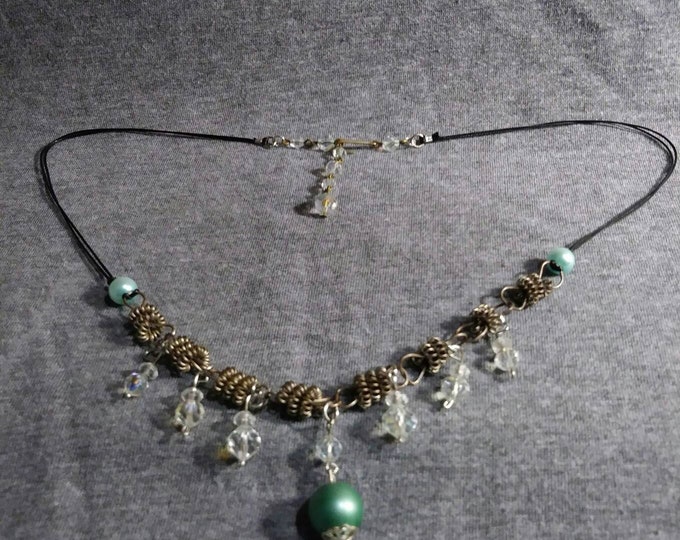 Necklace one of a kind Crystal Sea Dreams. Design created from bits and pieces of vintage jewelry. Artist Heather Hutcheson