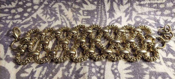 Cuff bracelet statement maker gold tone interwove… - image 4