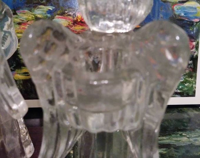 Glass angel taper candle holders 80s