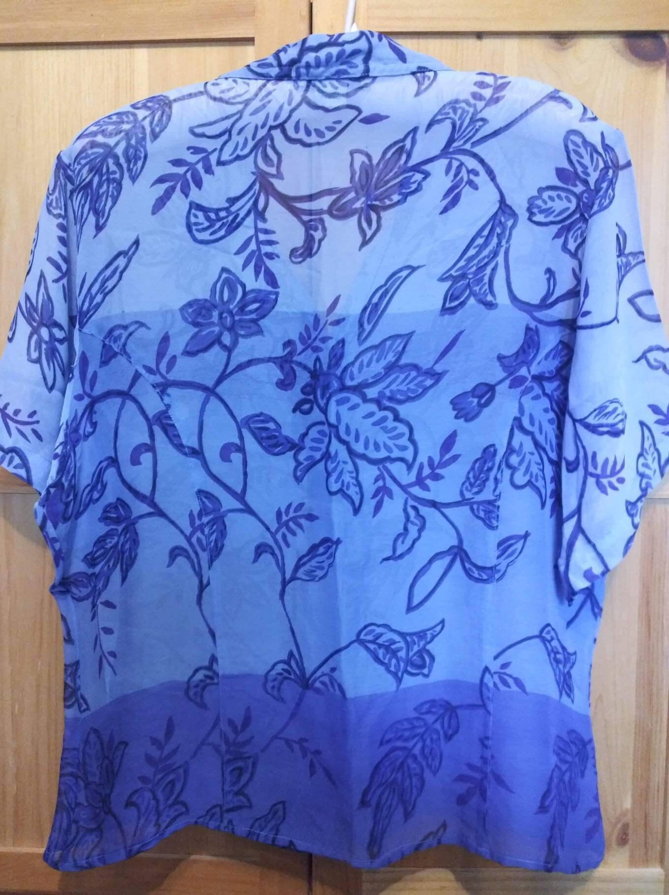 Vintage blouse 90s four shades of sheer blue.