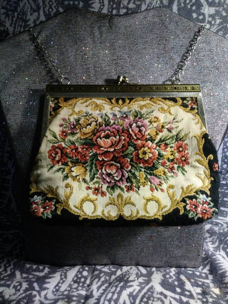Tapestry handbag, Vintage 60s tapestry is on the front and the back of ...