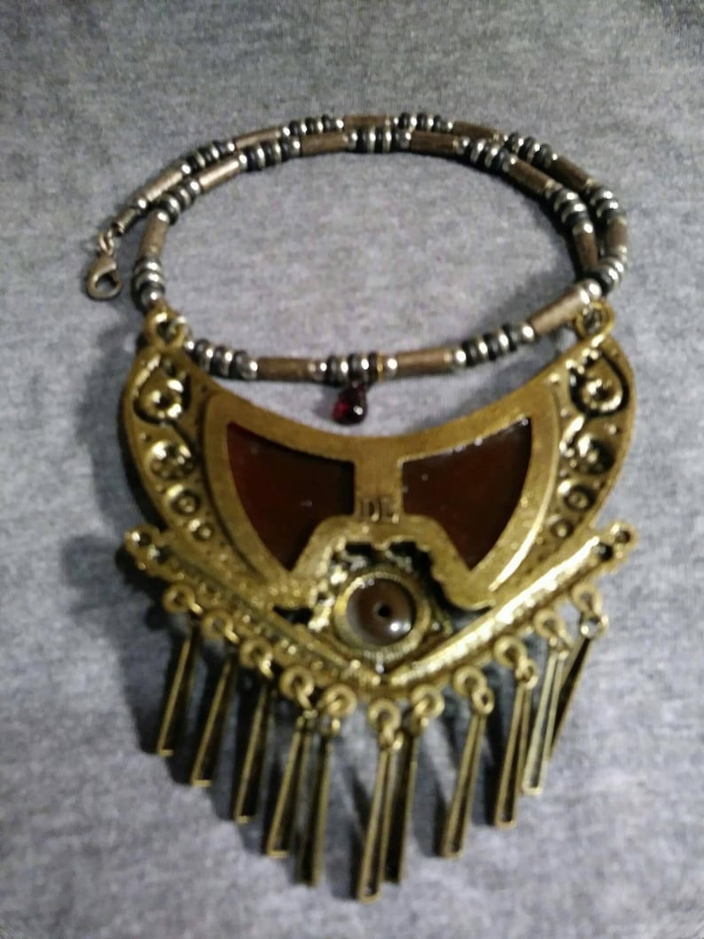 Redesigned By Artist Heather Hutcheson refurbished bits and pieces of vintage jewelry Vintage amulet necklace