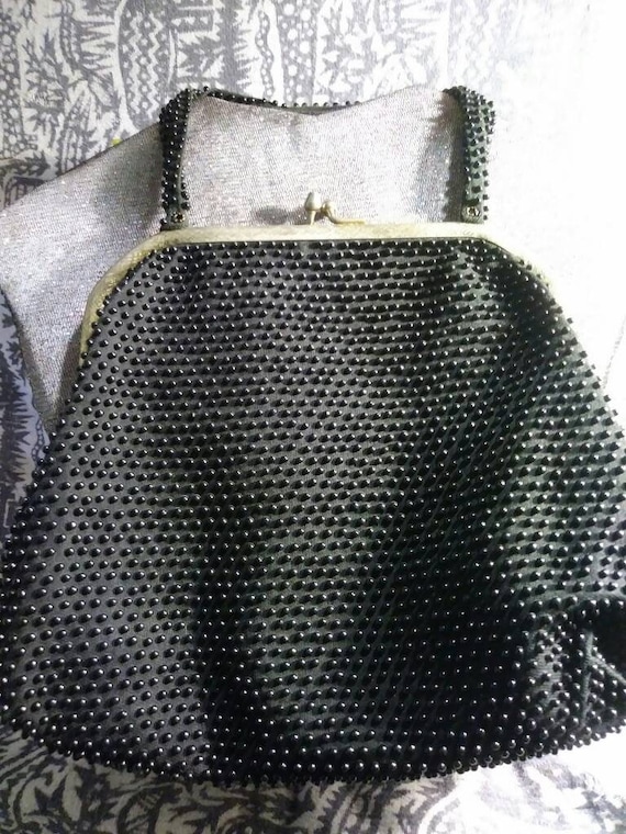 Simple black  beaded bag. 60s