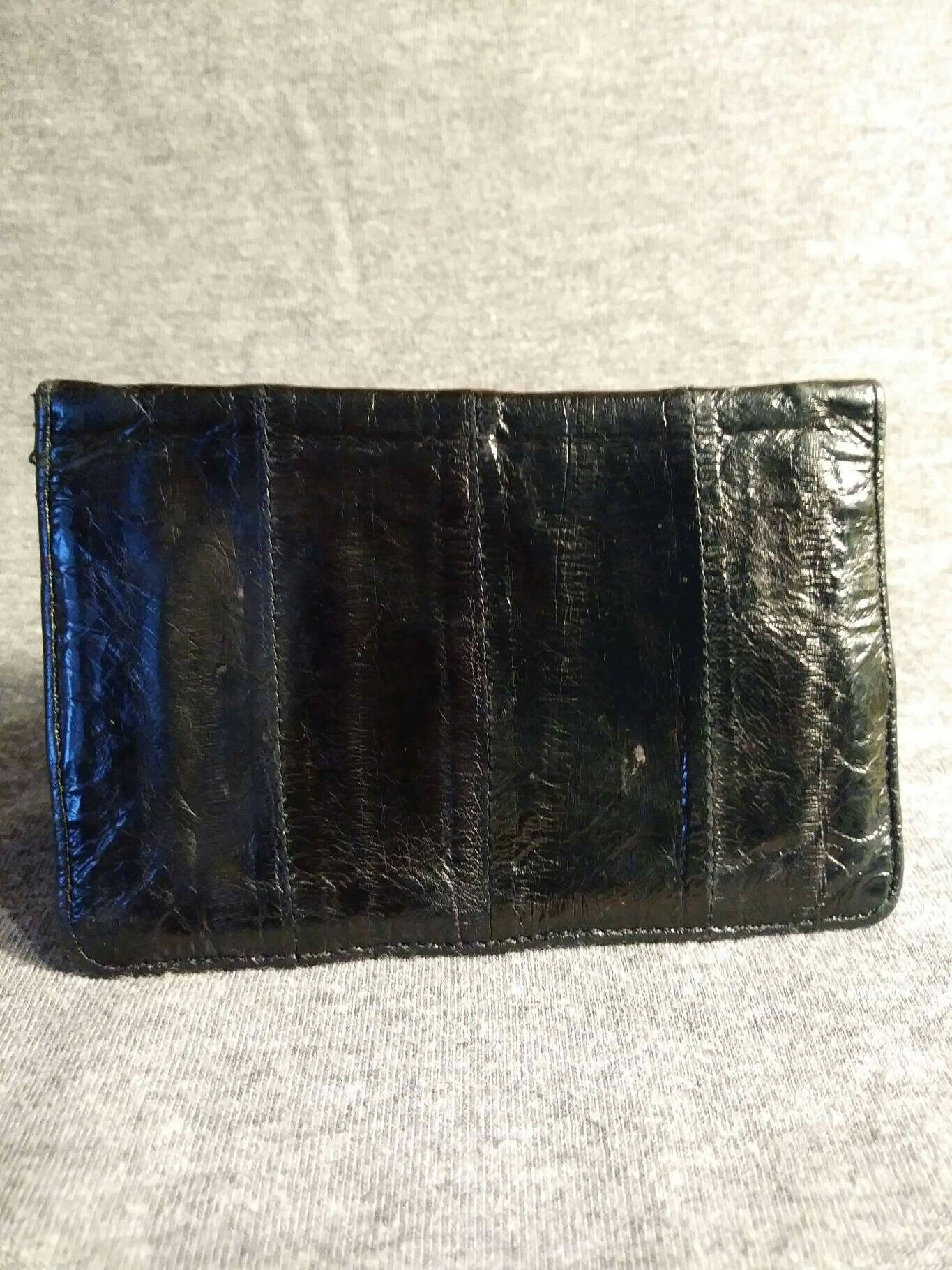 Vintage Eel skin business card holder black 80s