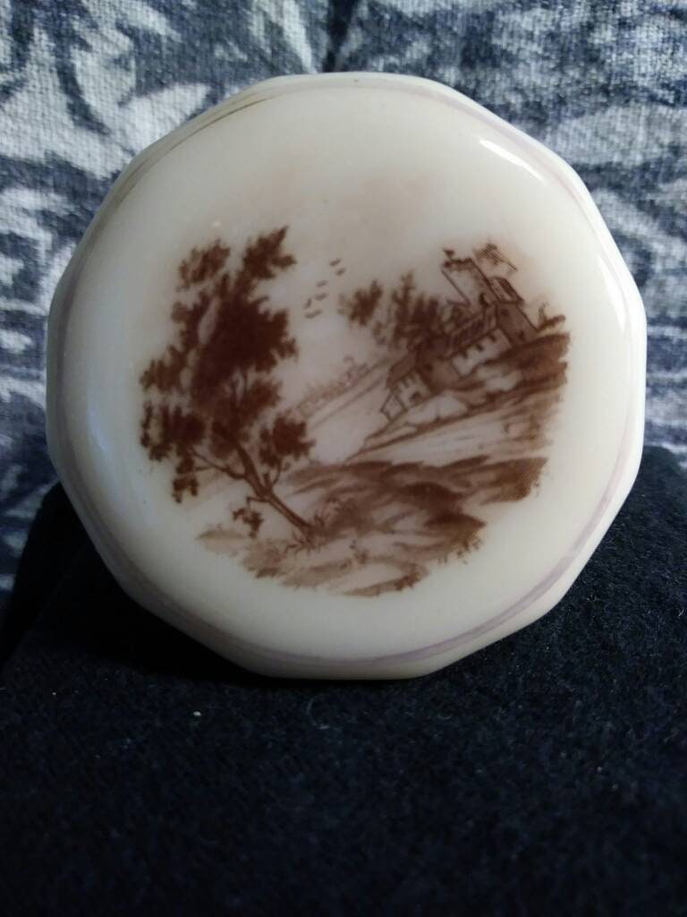 Door Knob Vintage Screen Printed Porcelain Single Door Knob 1940s