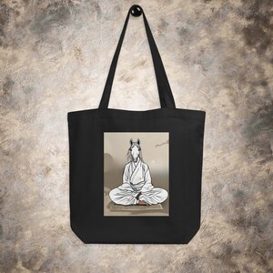 Cabas cheval, cabas cheval zen, sac équestre, cabas, sac de grange, sac de yoga cheval, cabas noir, cabas crème