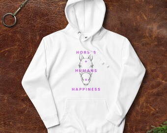 Happy Horse Hoodie, Equestrian Sweatshirt, Horses & Humans Hoodie, Gift for Horse Lover, Horse Girl Gift, Equestrian Hoodie, Horse Shirt
