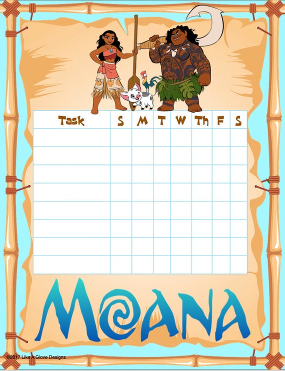 Moana Size Chart