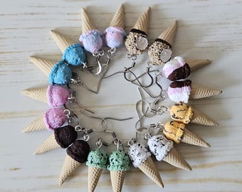 Handmade Polymer Clay Ice Cream Cone Earrings: Fun Summer Jewelry