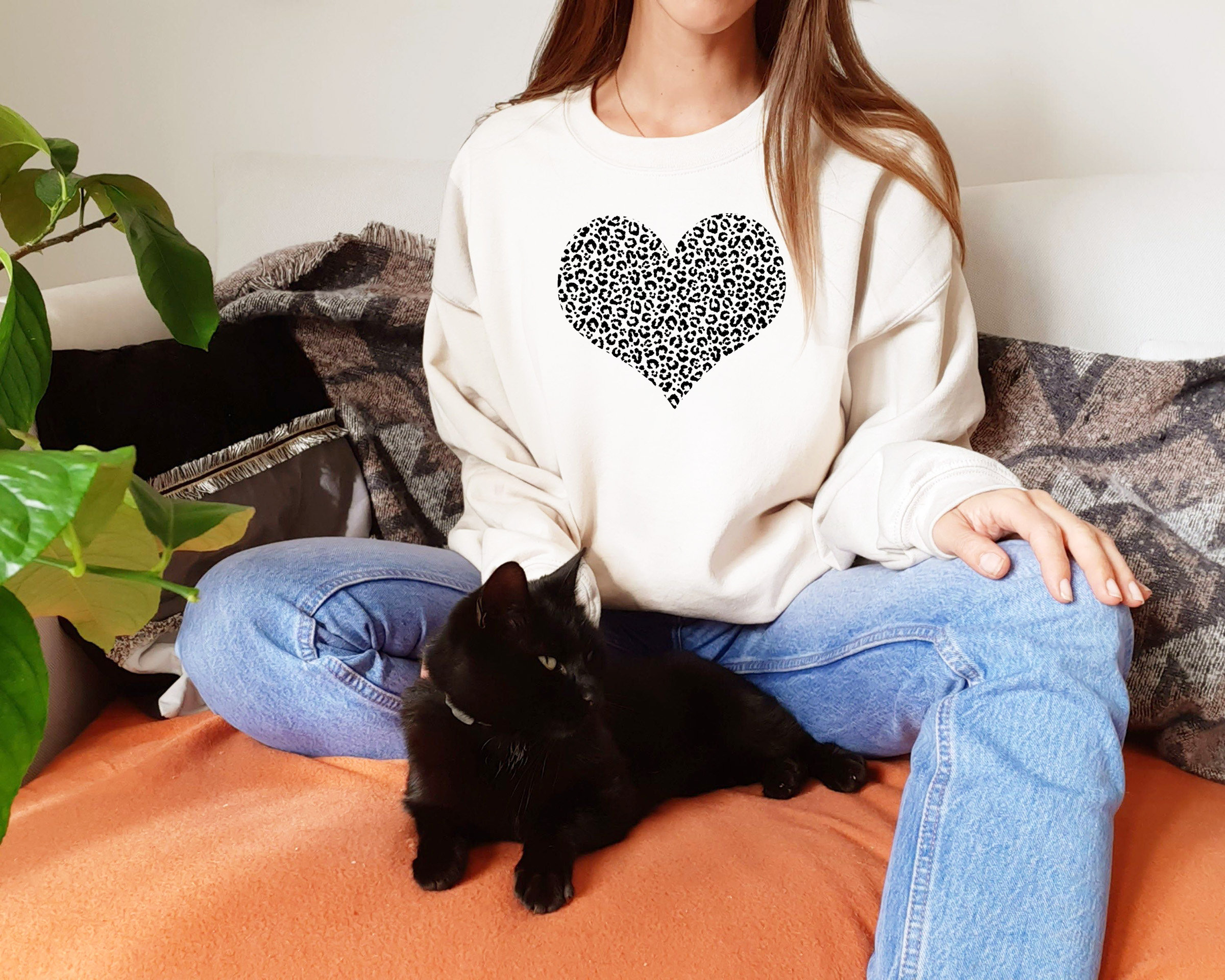 Leopard Heart Sweatshirt / Fun Cozy 