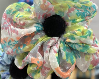 Handmade XL Scrunchy, Vintage, Large Scrunchies, Upcycled,  for thick hair, Scrunchies gift, Scrunchie