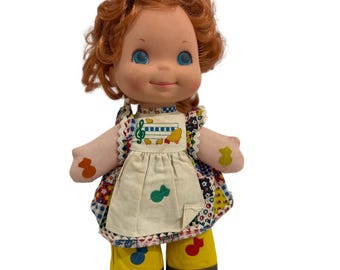 Vintage 1974 Mattel Love Notes Musical Doll Red Hair Patchwork Outfit 14