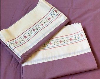 Vintage Laura Ashley Pillowcases Set 2 Mauve Floral Cottagecore Burlington USA Romantic Shabby Chic Grandmillennial Bedding