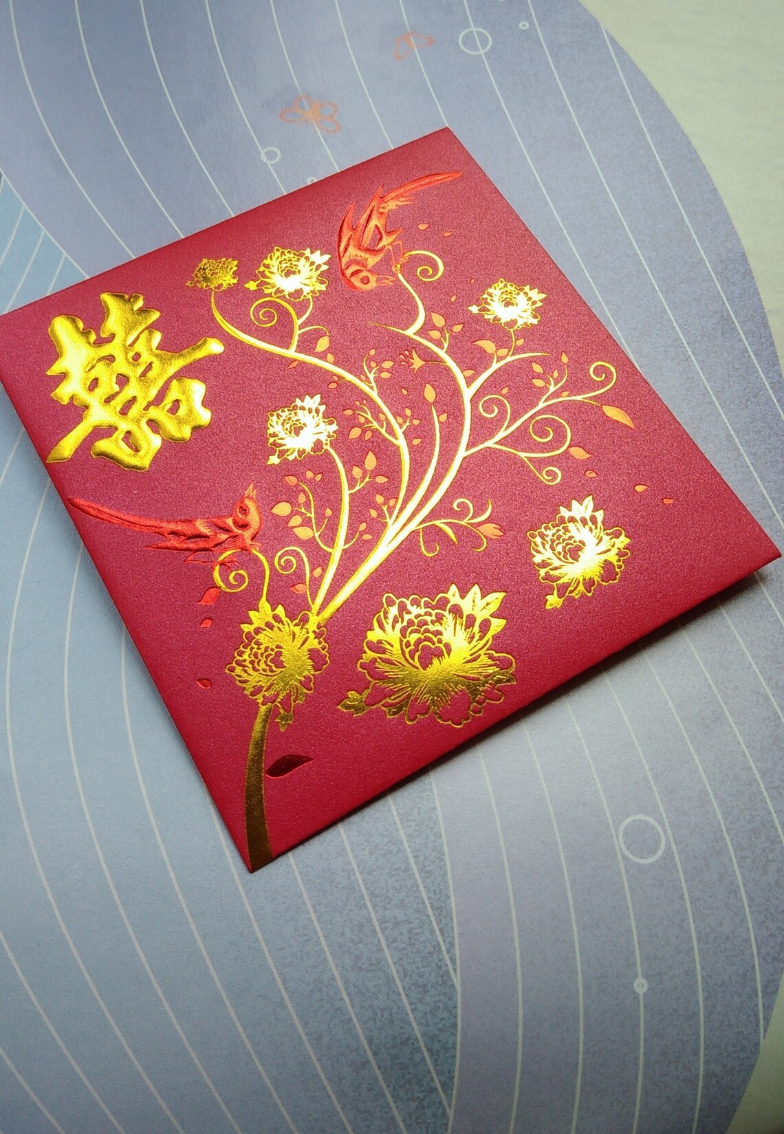 Wedding Red Packet 31 Double Happiness With Magpies 10 Pcs Square Size