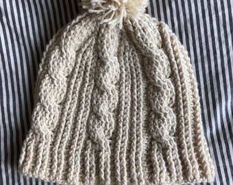 Crochet Cable Hat/Handmade Crochet Hat/Women's Crochet Hat