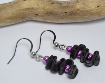 Black Inner Tube Earrings made from old Bicycle Tube Recycled Bike Earrings Ecofriendly Cyclist Gift Repurposed Jewelry Reused Bike Earrings