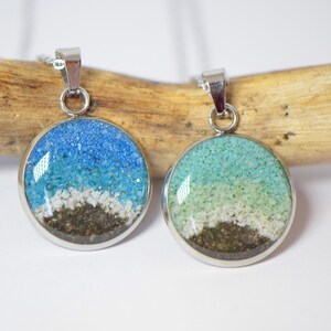 Sand Necklace Statement Necklace Sand jewelry Stainless steel Pendant Necklace Resin jewelry Beach Sand Necklace Beach Lovers Gift