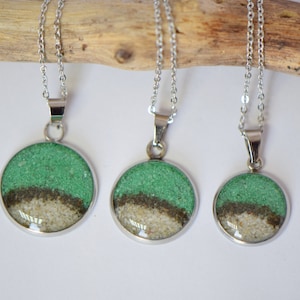 Sand Necklace Statement Necklace Sand jewelry Stainless steel Pendant Necklace Resin jewelry Beach Sand Necklace Beach Lovers Gift