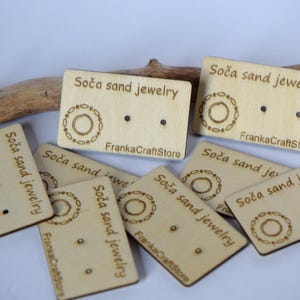 10-100 cartes de présentation de boucles d'oreilles en bois gravées au laser, cartes de visite personnalisées, cartes de visite personnalisées, étiquettes au crochet, étiquettes en tricot, étiquettes de logo
